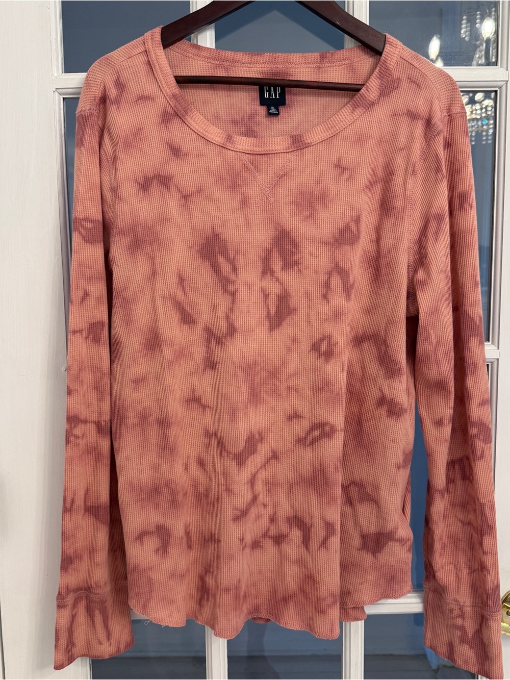 GAP Women’s Pink Tie Dye Long Sleeve Thermal Shirt Size XL Tall